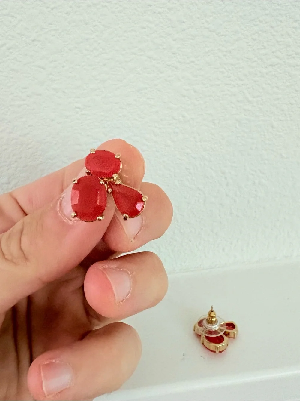 Kate Spade New York Rare Flowers Triple Stone Stud Earrings Orange Coral Elegant